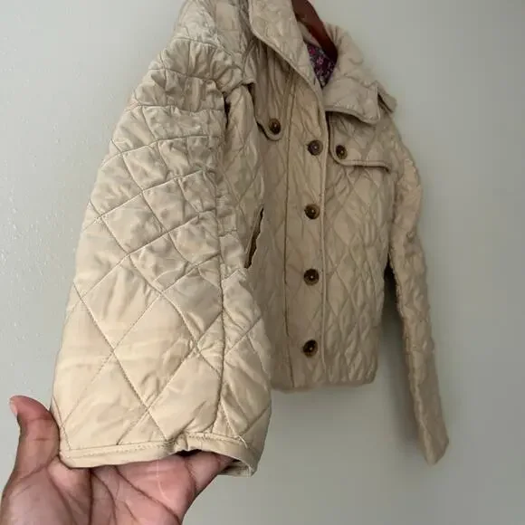 🥶 Lilly Pulitzer Beige Quilted Jacket Size XS - Picture 4 of 12